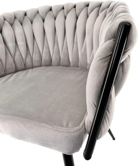 Krzesło plecione Lugano fotel TRECCIA GREY VELVET SMOKE Krzesło plecione Lugano fotel TRECCIA GREY VELVET SMOKE