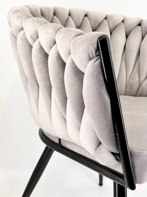 Krzesło plecione Lugano fotel TRECCIA GREY VELVET SMOKE Krzesło plecione Lugano fotel TRECCIA GREY VELVET SMOKE