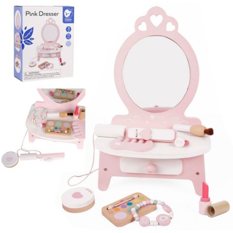 CLASSIC WORLD Drewniana Toaletka dla Dziewczynki z Lustrem + 11 akc CLASSIC WORLD Drewniana Toaletka dla Dziewczynki z Lustrem + 11 akc