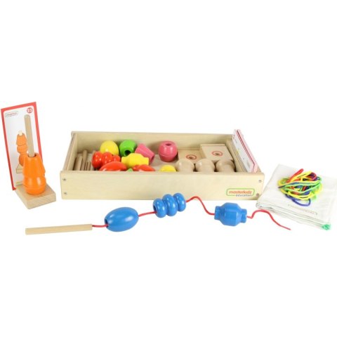 MASTERKIDZ Duża Drewniana Nawlekanka Sznurowanka Montessori MASTERKIDZ Duża Drewniana Nawlekanka Sznurowanka Montessori