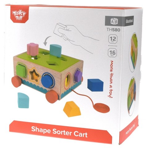 TOOKY TOY Drewniany Sorter Wózek Klocki 16 el. TOOKY TOY Drewniany Sorter Wózek Klocki 16 el.