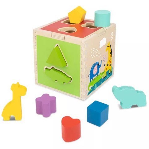 Tooky Toy Drewniany Sorter Kostka Edukacyjna Zwierzątka Figury Geometryczne Tooky Toy Drewniany Sorter Kostka Edukacyjna Zwierzątka Figury Geometryczne