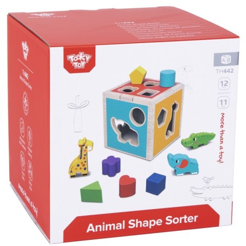 Tooky Toy Drewniany Sorter Kostka Edukacyjna Zwierzątka Figury Geometryczne Tooky Toy Drewniany Sorter Kostka Edukacyjna Zwierzątka Figury Geometryczne