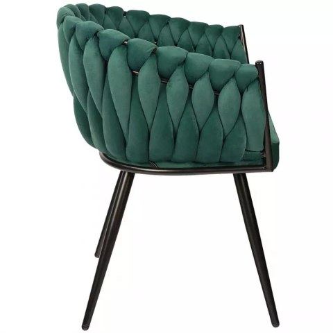 Krzesło plecione Lugano fotel TRECCIA GREEN VELVET SMOKE Krzesło plecione Lugano fotel TRECCIA GREEN VELVET SMOKE