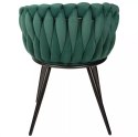 Krzesło plecione Lugano fotel TRECCIA GREEN VELVET SMOKE