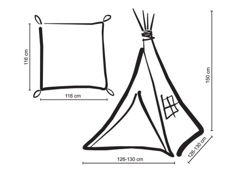 Namiot TIPI dla dzieci + mata + poduszki + zawieszki pióra - Czarne gwiazdki/niebieski Namiot TIPI dla dzieci + mata + poduszki + zawieszki pióra - Czarne gwiazdki/niebieski