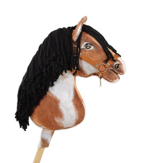 Hobby Horse Duży koń na kiju Premium - srokaty tobiano z czarną grzywą A3 Hobby Horse Duży koń na kiju Premium - srokaty tobiano z czarną grzywą A3