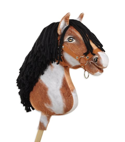 Hobby Horse Duży koń na kiju Premium - srokaty tobiano z czarną grzywą A3 Hobby Horse Duży koń na kiju Premium - srokaty tobiano z czarną grzywą A3