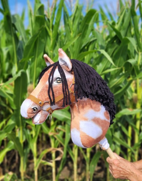 Hobby Horse Duży koń na kiju Premium - srokaty tobiano z czarną grzywą A3 Hobby Horse Duży koń na kiju Premium - srokaty tobiano z czarną grzywą A3
