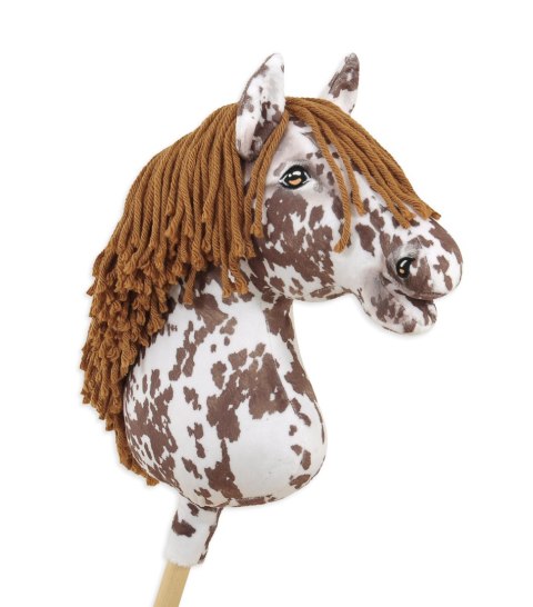 Hobby Horse Duży koń na kiju Premium - tarantowaty biało-brązowy z brązową grzywą A3 Hobby Horse Duży koń na kiju Premium - tarantowaty biało-brązowy z brązową grzywą A3