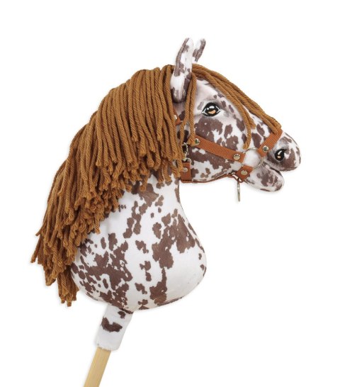 Hobby Horse Duży koń na kiju Premium - tarantowaty biało-brązowy z brązową grzywą A3 Hobby Horse Duży koń na kiju Premium - tarantowaty biało-brązowy z brązową grzywą A3