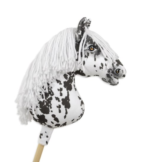 Hobby Horse Duży koń na kiju Premium - tarantowaty biało-czarny z białą grzywą A3 Hobby Horse Duży koń na kiju Premium - tarantowaty biało-czarny z białą grzywą A3