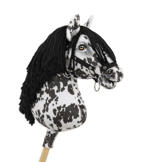 Hobby Horse Duży koń na kiju Premium - tarantowaty biało-czarny z czarną grzywą A3 Hobby Horse Duży koń na kiju Premium - tarantowaty biało-czarny z czarną grzywą A3