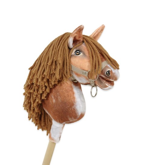 Hobby Horse Mały koń na kiju Premium - srokaty tobiano z brązową grzywą A4 Hobby Horse Mały koń na kiju Premium - srokaty tobiano z brązową grzywą A4