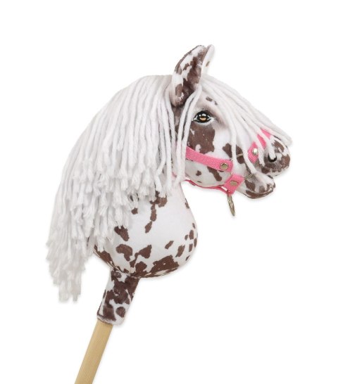 Hobby Horse Mały koń na kiju Premium - tarantowaty biało-brązowy z białą grzywą A4 Hobby Horse Mały koń na kiju Premium - tarantowaty biało-brązowy z białą grzywą A4