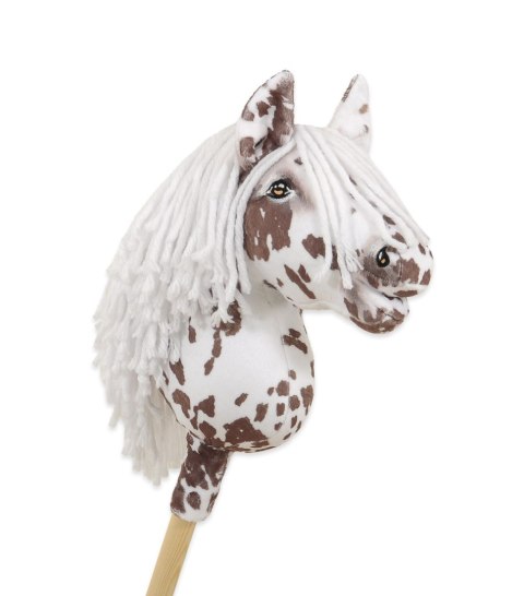 Hobby Horse Mały koń na kiju Premium - tarantowaty biało-brązowy z białą grzywą A4 Hobby Horse Mały koń na kiju Premium - tarantowaty biało-brązowy z białą grzywą A4