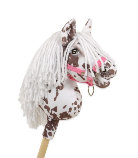 Hobby Horse Mały koń na kiju Premium - tarantowaty biało-brązowy z białą grzywą A4 Hobby Horse Mały koń na kiju Premium - tarantowaty biało-brązowy z białą grzywą A4