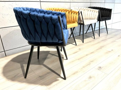 Krzesło plecione Lugano fotel TRECCIA BLUE VELVET SMOKE Krzesło plecione Lugano fotel TRECCIA BLUE VELVET SMOKE