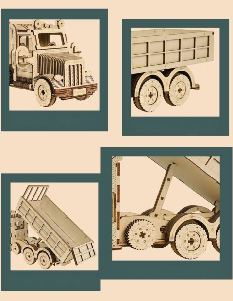 DREWNIANE PUZZLE 3D CIĘŻARÓWKA WYWROTKA DIY 14+ DREWNIANE PUZZLE 3D CIĘŻARÓWKA WYWROTKA DIY 14+
