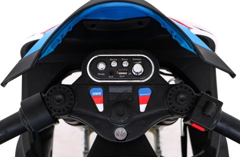 Motor BMW HP4 na akumulator dla dzieci Niebieski + Pomocnicze kółka + Wolny Start + EVA + MP3 LED Motor BMW HP4 na akumulator dla dzieci Niebieski + Pomocnicze kółka + Wolny Start + EVA + MP3 LED