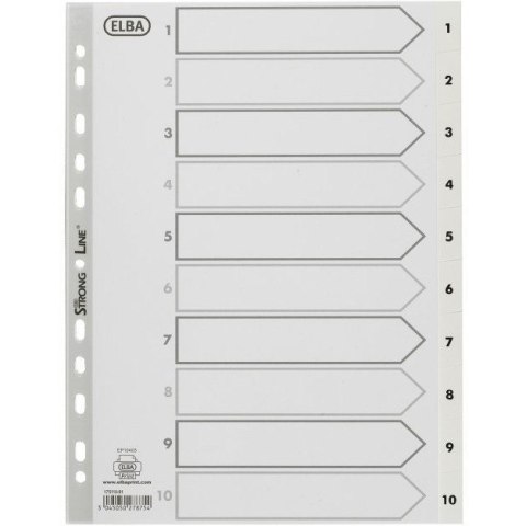 Przekładki numeryczne A4 1-10 białe PP 100204765 OXFORD
