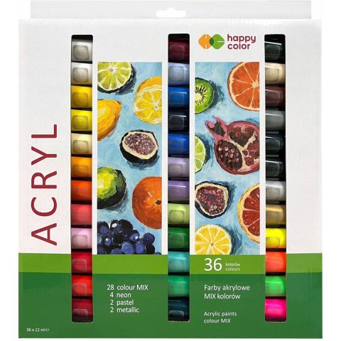 Farba akrylowa 36 kol. x 12 ml HAPPY COLOR HA 7370 0012-K36 Farba akrylowa 36 kol. x 12 ml HAPPY COLOR HA 7370 0012-K36