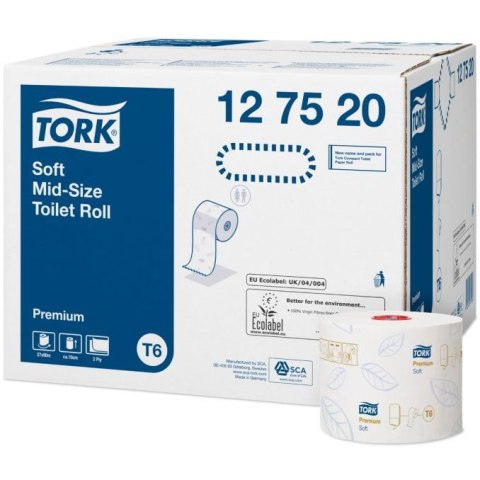 Papier toaletowy TORK T6 Premium Soft compact (27 rolek) biały 2w 90m 127520 celuloza+makulatura Papier toaletowy TORK T6 Premium Soft compact (27 rolek) biały 2w 90m 127520 celuloza+makulatura