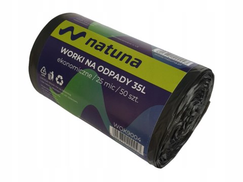 Worki na śmieci NATUNA 35L ekonomiczny (50szt) 25mic LDPE Worki na śmieci NATUNA 35L ekonomiczny (50szt) 25mic LDPE