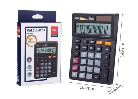 Kalkulator 12-pozycyjny czarny M01320 DELI Kalkulator 12-pozycyjny czarny M01320 DELI