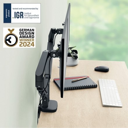 Ramię do monitora podwójne Ergo ciemnoszare 65370089 LEITZ Ramię do monitora podwójne Ergo ciemnoszare 65370089 LEITZ