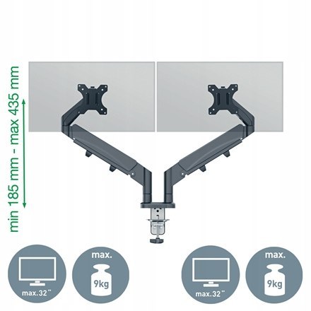 Ramię do monitora podwójne Ergo ciemnoszare 65370089 LEITZ Ramię do monitora podwójne Ergo ciemnoszare 65370089 LEITZ