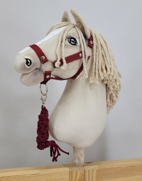 Zestaw do Hobby Horse: kantar A3 + uwiąz ze sznurka - bordowy Zestaw do Hobby Horse: kantar A3 + uwiąz ze sznurka - bordowy