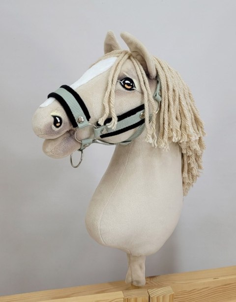 Zestaw do Hobby Horse: kantar A3 z czarnym futerkiem + uwiąz ze sznurka - czarno-szałwiowy Zestaw do Hobby Horse: kantar A3 z czarnym futerkiem + uwiąz ze sznurka - czarno-szałwiowy