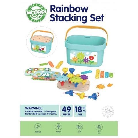 WOOPIE GREEN Układanka Montessori Kołki w Pudełku Stosy Nawlekanka WOOPIE GREEN Układanka Montessori Kołki w Pudełku Stosy Nawlekanka