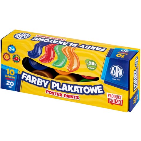 Farby plakatowe 10 kolorów 20ml Standard Box 301123044 ASTRA Farby plakatowe 10 kolorów 20ml Standard Box 301123044 ASTRA