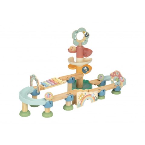 Tooky Toy Drewniany Muzyczny Tor Kulkowy Kulodrom 44 el. Pastelowe Tooky Toy Drewniany Muzyczny Tor Kulkowy Kulodrom 44 el. Pastelowe