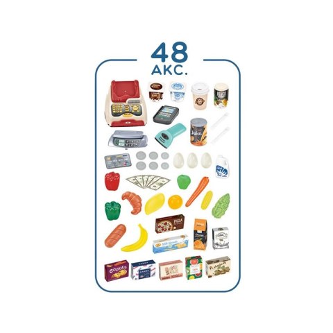 WOOPIE Sklep Supermarket z Wózkiem Waga Kasa Skaner + 48 Akc. WOOPIE Sklep Supermarket z Wózkiem Waga Kasa Skaner + 48 Akc.