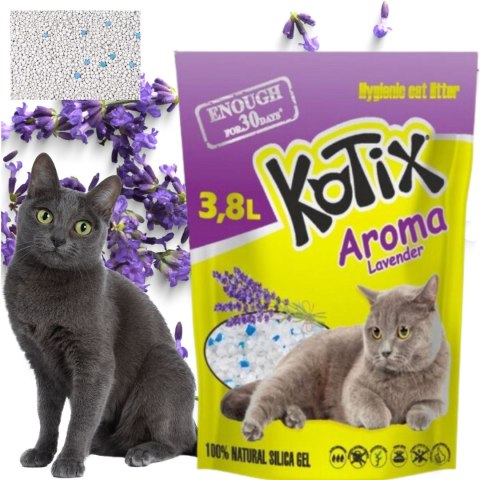 ŻWIREK DLA KOTA SILIKONOWY NATURALNY LAWENDA Gel Cat KOTIX 3,8 l 1,5 kg