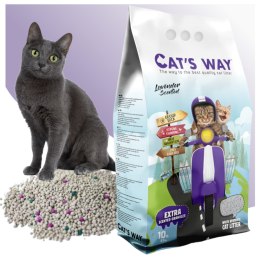 Żwirek bentonitowy dla kota CAT'S WAY 10l zapach lawendy fioletowe granulki