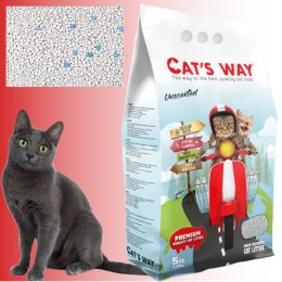 Żwirek bentonitowy dla kotów CAT'S WAY 5l bez zapachu naturalny biały
