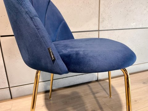 Krzesło tapicerowane CAMILA BLUE VELVET GOLD Krzesło tapicerowane CAMILA BLUE VELVET GOLD
