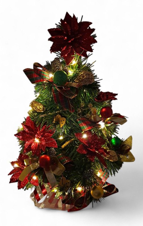 GOTOWA MINI CHOINKA UBRANA ŚWIĄTECZNA DEKORACJA 40cm + LED GOTOWA MINI CHOINKA UBRANA ŚWIĄTECZNA DEKORACJA 40cm + LED