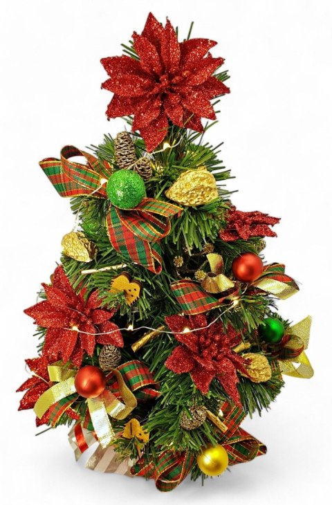 GOTOWA MINI CHOINKA UBRANA ŚWIĄTECZNA DEKORACJA 40cm + LED GOTOWA MINI CHOINKA UBRANA ŚWIĄTECZNA DEKORACJA 40cm + LED