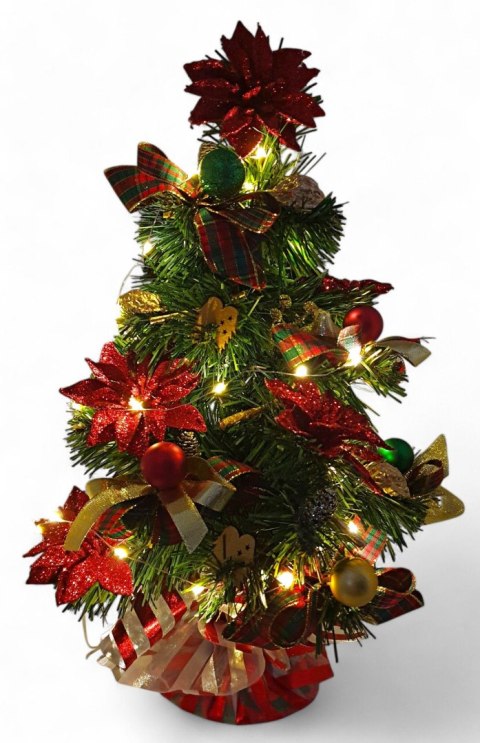 GOTOWA MINI CHOINKA UBRANA ŚWIĄTECZNA DEKORACJA 40cm + LED GOTOWA MINI CHOINKA UBRANA ŚWIĄTECZNA DEKORACJA 40cm + LED