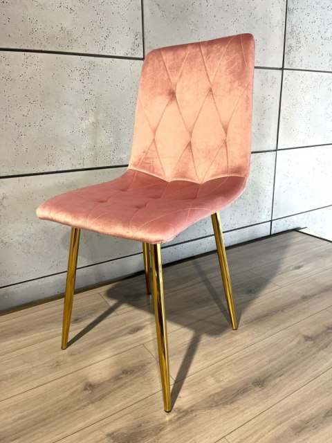 Krzesło tapicerowane BORGO VELVET PINK GOLD II GATUNEK