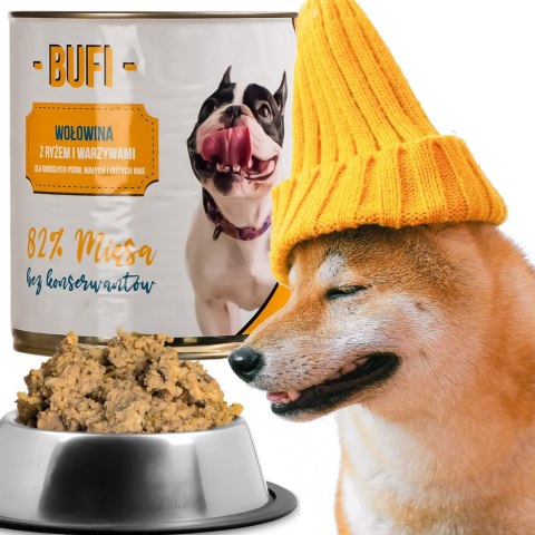 Bufi Karma dla Psów Premium - 82% mięsa wołowego 830g Bufi Karma dla Psów Premium - 82% mięsa wołowego 830g