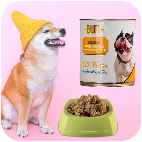 Bufi Karma dla Psów Premium - 82% mięsa wołowego 830g Bufi Karma dla Psów Premium - 82% mięsa wołowego 830g