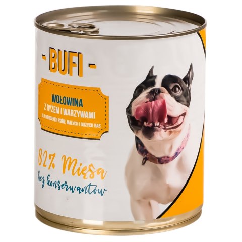 Bufi Karma dla Psów Premium - 82% mięsa wołowego 830g Bufi Karma dla Psów Premium - 82% mięsa wołowego 830g