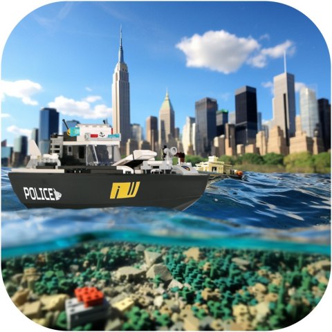 Flytec V103 Police - łódka zdalnie sterowana składane klocki 2w1 Flytec V103 Police - łódka zdalnie sterowana składane klocki 2w1