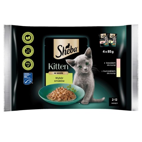 SHEBA Kitten Wybór Smaków 4x85 g KARMA MOKRA DLA KOCIĄT SASZETKI